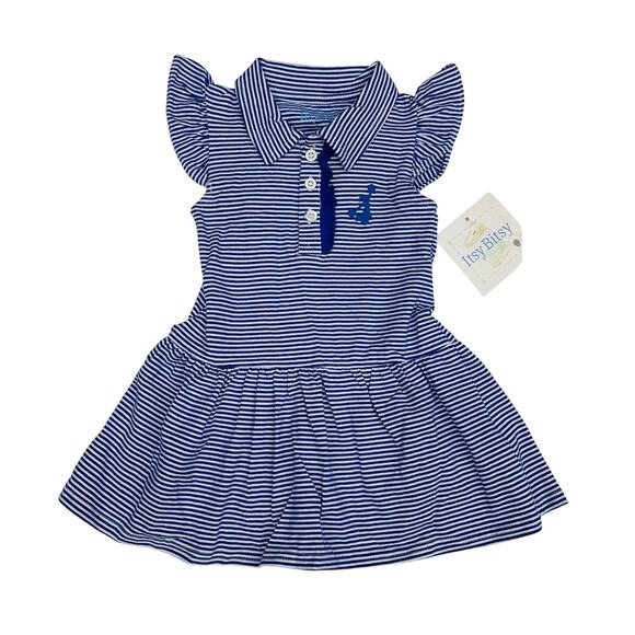 NWT Itsy Bitsy Size 3 Royal Blue Game Day Polo Dress with Cheerleader - Picture 1 of 3